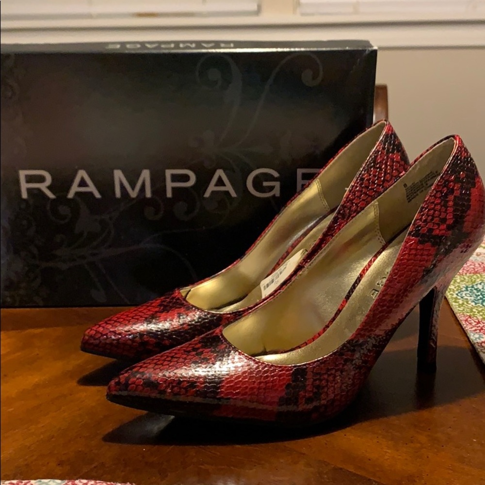 Rampage “Nicki” Red Snake Print Pump